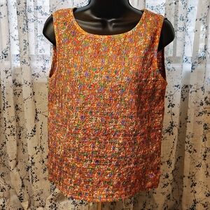 Crazy Horse Womans Medium Smocked Floral Stretch Sleeveless Shirt